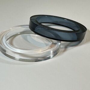 Sleek Acrylic Bangle Duo, Transparent + Deep Navy